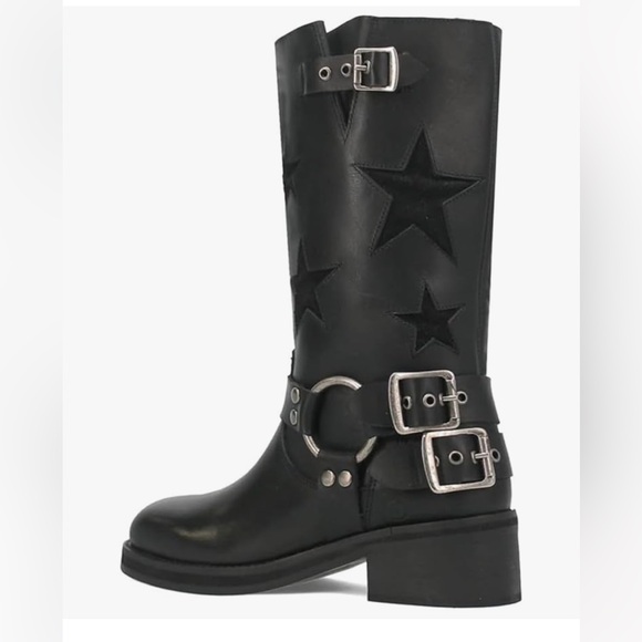 Black Moto Star Biker Boots - Picture 5 of 6